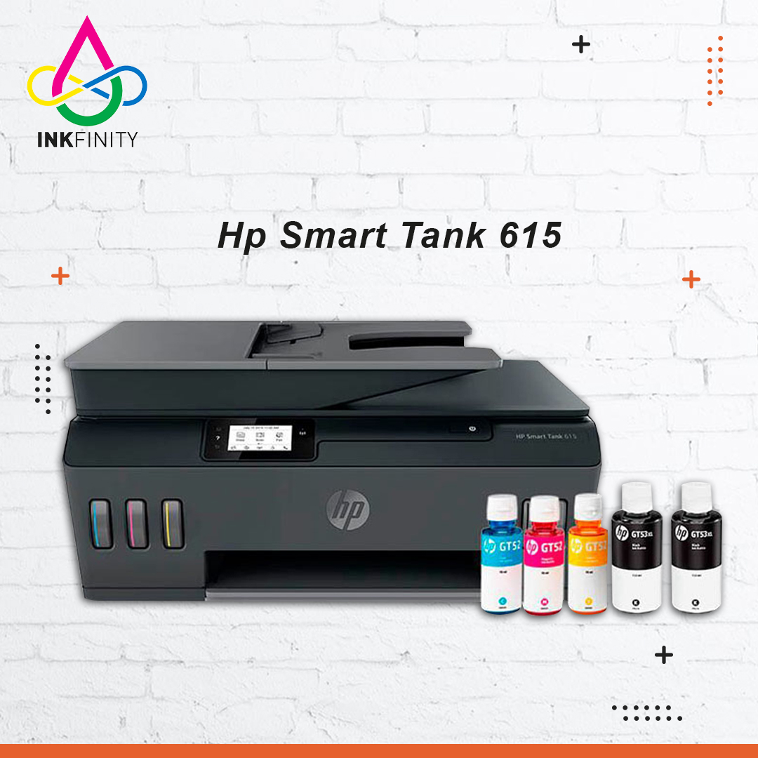 Imprimante HP Smart Tank 615 - Réservoir Haute Capacité, WiFi, Fax - 4800x1200 DPI, 11 Ppm